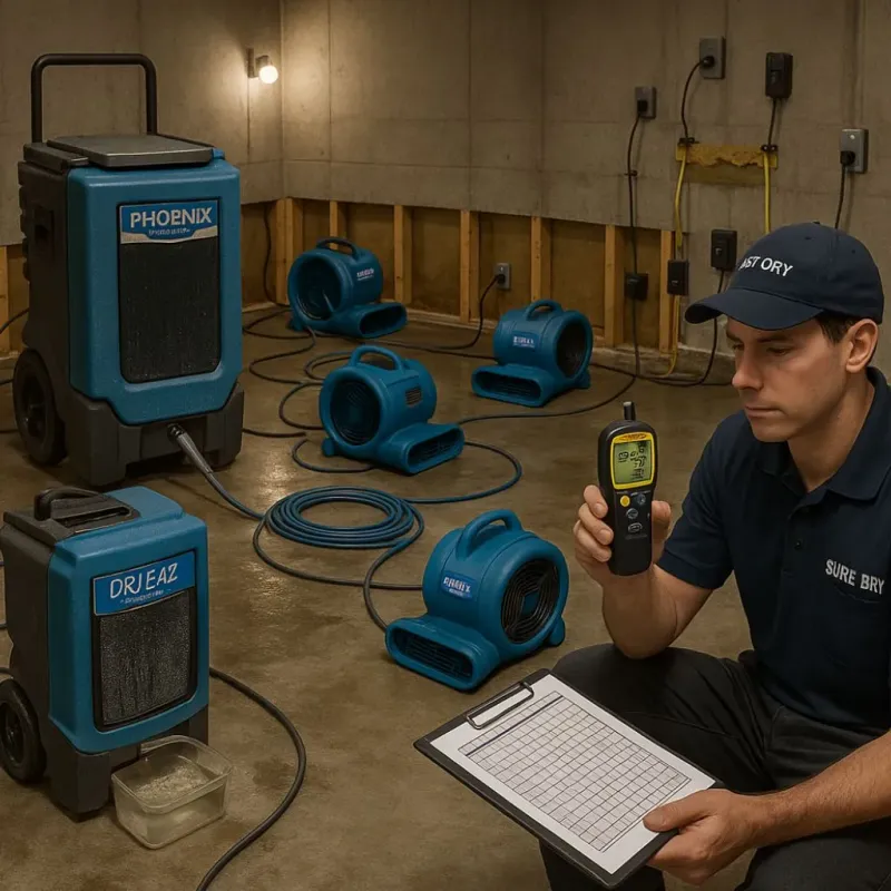 Structural Drying and Dehumidification process in Levittown, NY